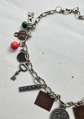 Vintage Good Luck Charm Necklace Skeleton Key Love Money Automobile