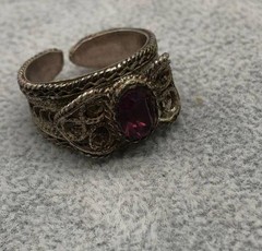 Vintage Filigree Silver Ring with Stone 7.2g Size 17.5cm Unisex Collectible