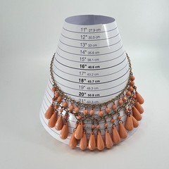 Vintage Retro Peach Teardrop Bib Necklace Antique Gold Tone Statement Jewelry