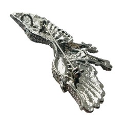 Vintage 80’s Chunky Glass Rhinestone Figural Eagle Brooch Pendant Military Style