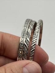 3 Vintage DANECRAFT Sterling Silver Bangle Bracelets -2.5″ Diam 34.1 Grams