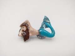 Vintage GG Harris Fine Pewter Mermaid Pins Lot of 2 Gold Plated Hand Painted