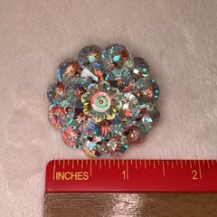 Vintage AB Crystal Flower Cluster Brooch