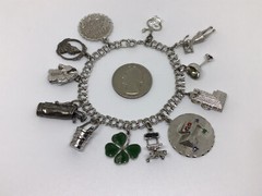 Vtg Sterling Silver 12 Charm Bracelet 7” Love Luck Success Golf Ice Pick 40g