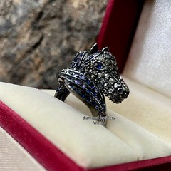 1.21ct Genuine Rose Cut Diamond Gemstone Amazing Vintage Horse Head Ring Jewelry