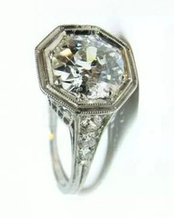 Art Deco Style 3.85Ct Lab Created Diamond 14K White Gold Finish Engagement Ring