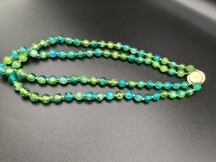 Vtg Hong Kong Translucent Green Teal Ombre Double Strand Bead Strand Necklace