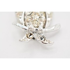 Vintage Crystal Owl Brooch Pin Rhinestone Green Eyes Silver Tone Sparkling Bin1