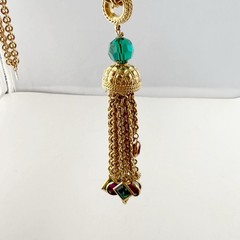 Vintage Swarovski Multicolor Bezel Set Crystal Tassel Chain Necklace FLAWS
