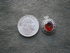 United States Army Vintage Silvertone & Red Stone Bracelet Charm Pendant 3.3g