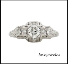 1.95CT Lab-Created Round Cut Diamond Art Deco Vintage Ring 14K White Gold Finish