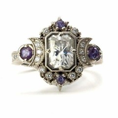 2.65Ct Art Deco Style Lab Created Diamond Moon Goddess Wedding 925 Silver Ring