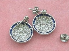 Art Deco 3CT Lab Created Diamond 925 Silver Earring Vintage Halo Round Cocktail