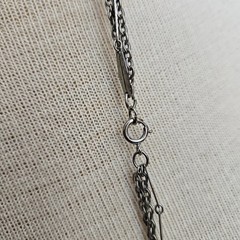 Vintage Silver Tone Multi Strand Layered Chain Necklace 50 Inch Long Bar Link