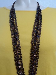 Coldwater Creek women long necklace all metal chains with tiny beads. NWOT.