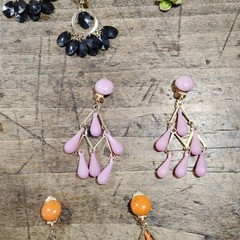Vintage Hong Kong Plastic Clip Earrings LOT Retro Groovy Mod Funky 70’s Dangle