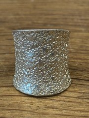 Artisan ring wide sterling silver 925 hand-crafted