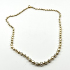 Vintage Marvella Cream Faux Pearl Necklace Gold Tone Graduated Bead Strand 18”