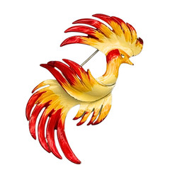 Vintage Soviet Russian Enamel “Cockerel” Brooch Pin Jewelry Bijouterie USSR
