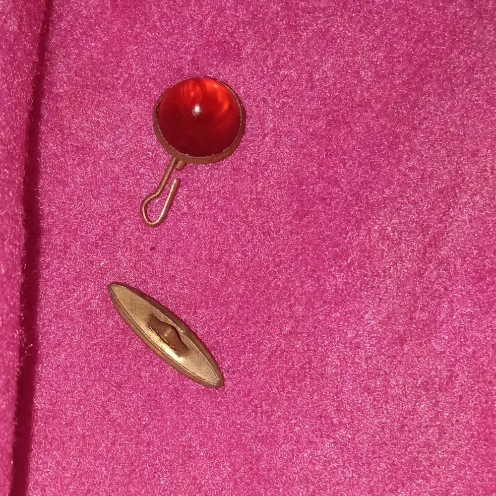 Unisex Gold Tone Tie Tack Red Round Ball Top Stick Pin Clutch Back
