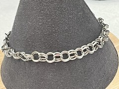 Vintage Sterling Silver Starter Charm Bracelet 6mm Double Link Chain 7.25”