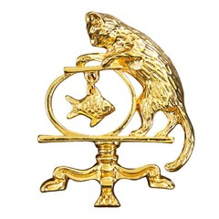 2Pcs Antique Jewelry Cat Vintage Fishing Brooch Personality Zinc Alloy NEW