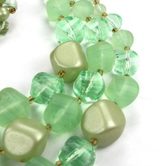 Vintage 50s Green Bauble Necklace Earrings Jewelry Set Frosted Opaque W Germany