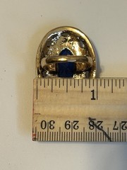 Stunning Vntg Large Gold Tone Blue & Clear Rhinestones Chunky Statement Ring 7
