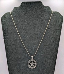 Vtg 925 Sterling Silver Celtic Pentacle Pendant 20″ Snake Chain Unisex Necklace
