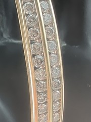 14K Gold Bangle Hinged Safety Clasp 42 Graduated Diamonds VTG, 14.83 grams