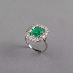 Share 5.85Ct Art Deco Style Lab Created Emerald & Diamond Anniversary 925 Silver