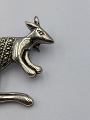 Vtg Sterling Silver Marcasite Large Kangaroo Animal Australia 925 Brooch – 12.3g