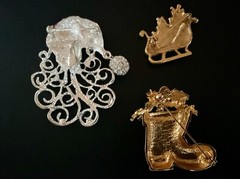 Christmas Holiday Pin Lot Santa Filigree Beard Boot Sleigh Vintage to Modern