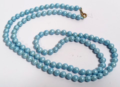 Robin Egg Blue Beaded Necklace 6mm Single Strand 30 inch