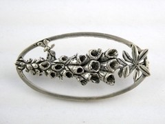 Vintage MASJ Maureen Ann Story Jones 1990 Silver Plated Pewter Foxglove Pin 9.2g