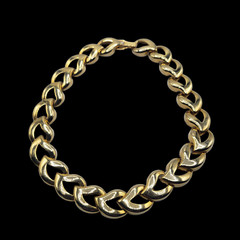 STATEMENT Chunky Chain Link Necklace Collar Length Gold Tone Retro Heart Leaf