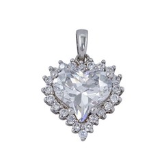 Vintage Cubic Zirconia Heart Pendant | Sterling Silver 925 | Gift For Her