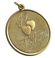 Vintage Charm French I Love You Necklace Pendant Brass Jewelry – Tarnished As Is