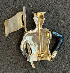 Vintage Enamel Sailor Pin with Saluting Arm and American Flag 1940s