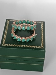Vintage 1990-s 14 Ct Rolled Gold Frosted Emerald Earrings-Hallmarked 585 RG