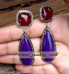 Gorgeous 56.00ctw Rose Cut Diamond Gemstone Silver Vintage Style Earring Jewelry