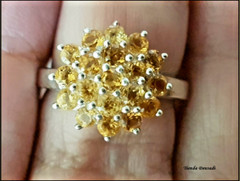 Silver Ring With Honey Color Citrine Cluster, Suitable For All Occasions