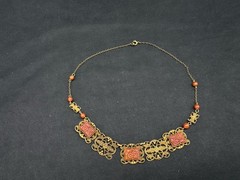 Antique Czech Brass and Glass Necklace