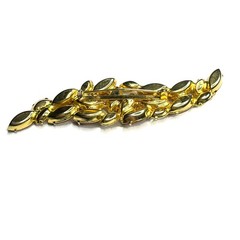 Large VTG Juliana? Leaf Flame Swoosh Brown Yellow Navette Rhinestone Pin Brooch