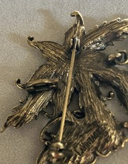 LaVintage Hinged Antiqued Goldtone Metal Flower/ Butterfly Brooch Or Pendant