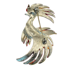 Vintage Soviet Russian Enamel “Cockerel” Brooch Pin Jewelry Bijouterie USSR