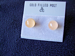 VINTAGE 1970s CLASSIC ROSE QUARTZ 6MM BEAD/BALL GOLD FILLED POST STUD EARRINGS