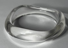 Vintage Lucite Bangle Bracelet Clear Acrylic Chunky Asymmetrical Wavy