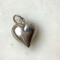 Vintage Sterling Puffy Heart Photo Locket Silver 925 Pendant Small Heart Charm