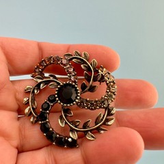 Vintage to Modern Brooch Pin Lot Flower Leaf Round Rhinestone Enamel 2 Signed